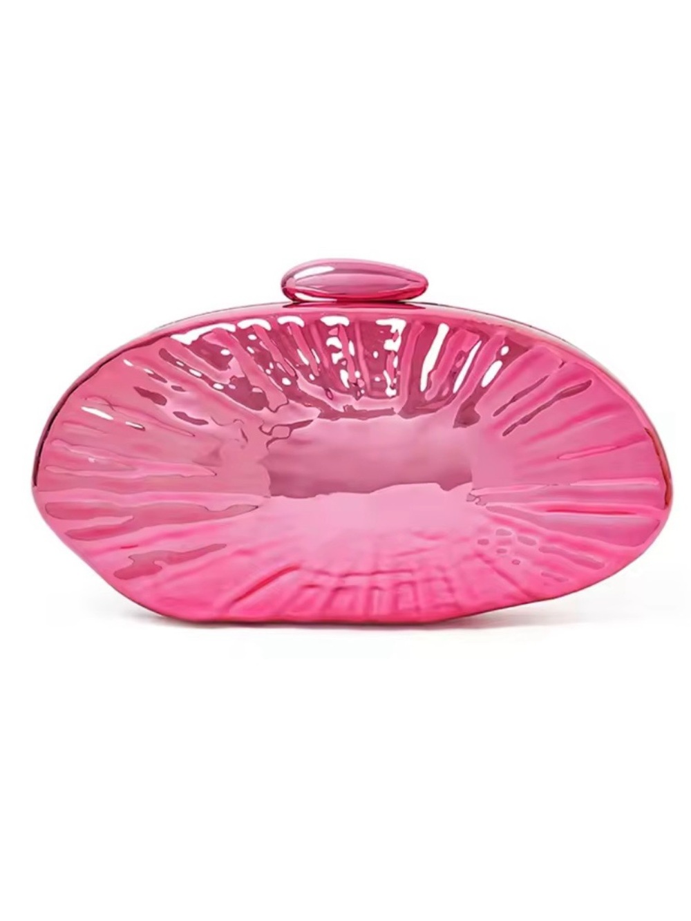 Hot Pink Shell-Textured Clutch
